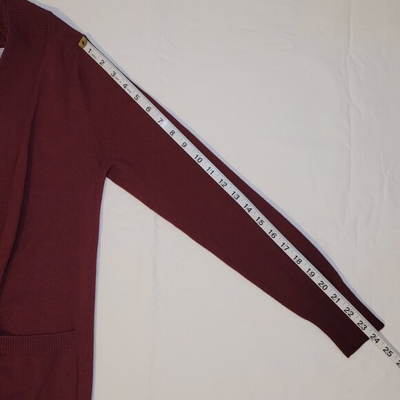 Cielo Burgundy Open Front Knit Cardigan Sweater Womens Size Small - Picture 7 of 9
